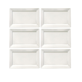 Set X6 Platos Postre 24.5 X 16 Cm Rectangular Blanco