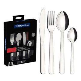 Set 24 Cubiertos Cuchillo Asado Malibu Acero Inox