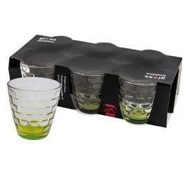 Set X 6 Vasos De Agua 255 Cc Vidrio C/ Base Verde  N...