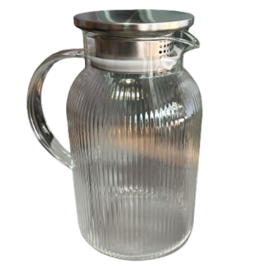 Jarra De Vidrio Agua Jugo Con Tapa Acero Con Filtro ...