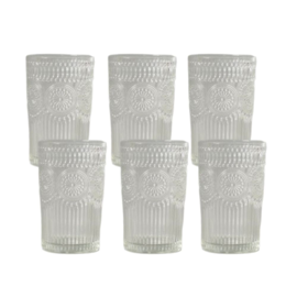 Set X6 Vasos De Vidrio Deco En Relieve Agua Jugos Ga...