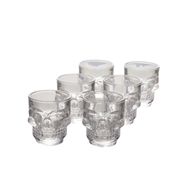 Set X6 De Vasos Shot Calaveras De Vidrio