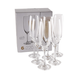 Caja De Copas X 6 Champagne Cristal Bohemia 220 Ml