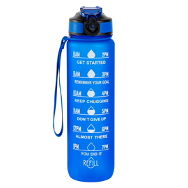 Botella Deportiva Motivacional Azul  1L Con Pico Sor...