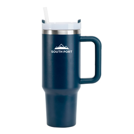 Vaso Termico Azul 1200Ml Con Manija Y Sorbete