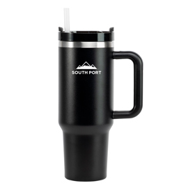 Vaso Térmico Negro Con Manija Y Sorbete 1200Ml