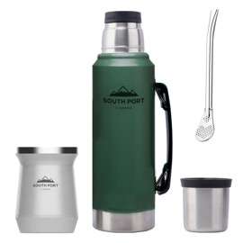 Kit De Termo Verde 1L, Mate Blanco Y Bombilla South ...