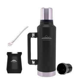 Kit De Termo Negro De 1.3 Litros, Mate Negro Y Bombi...