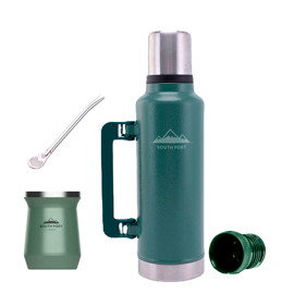 Kit De Termo Verde 1.3 Litros, Mate Verde Y Bombilla...