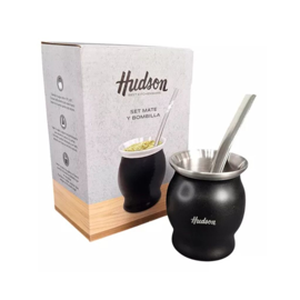 Set En Caja Mate Copa + Bombilla Acero Inoxidable N...