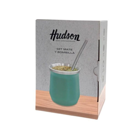 Set En Caja Mate/Bombilla Vaso Acero Verde