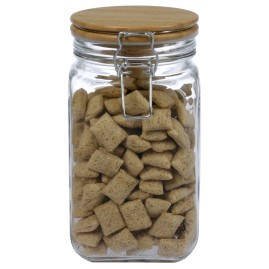 Frasco De Vidrio Hermético Tapa Bambu 1300Cc