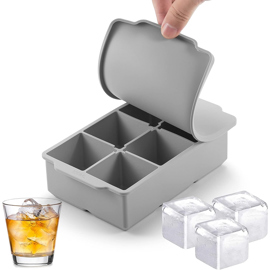 Cubetera De Silicona Con Tapa Hielos Grandes