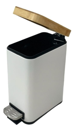 Cesto De Basura Rectangular Acero T/Bamboo 5Lts