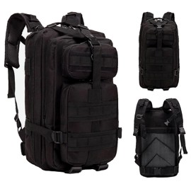 Mochila Táctica Negra 25Lts Militar Mochilero Compa...