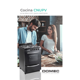Cocina Domec CNUPV, Multigas, ancho 56 cms., negra