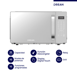 Microondas Digital Con Grill 30 L Inox  Hmd30arsj0