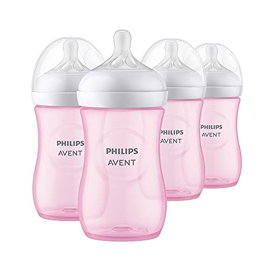 Biberón Con Tetina De Respuesta Natural, Rosa, 9 Oz,...