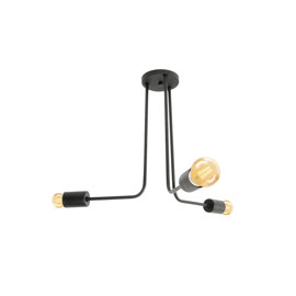 Lampara Plafon Milo 3 Luces Negro Brazo Curvo Deco 