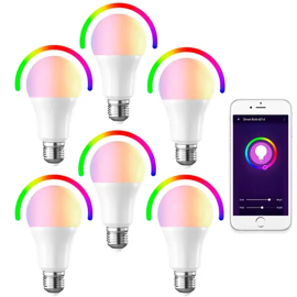 Lampara Led Smart Inteligente Rgb 9W Wifi Combo 6 U...
