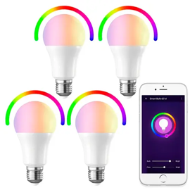 Lampara Led Smart Inteligente Rgb 9W Wifi Kit X4