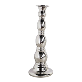 Candelabro De Cerámica Plateada 35X14x14 Cm