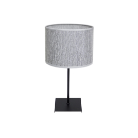 Lampara Velador Ches 1 Luz Negro Pantalla Gris