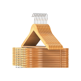 Pack 20 Perchas De Madera Lustrada Barnizada De Exce...