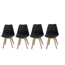 Set De 4 Sillas De Diseño Tulip Negras