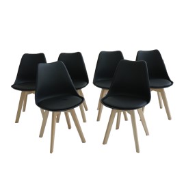 Set De 6 Sillas De Diseño Tulip Negras