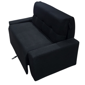 Sofa Cama 2 Cuerpos Living Tela Rustica Negra