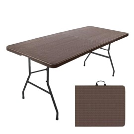 Mesa Plegable Valija  Ratán Marrón 180 Cm