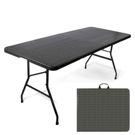 Mesa Plegable Valija Ratán Negra 180 Cm