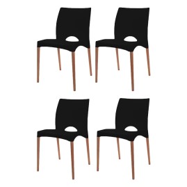 Set De 4 Sillas Diseño Cannes Negras