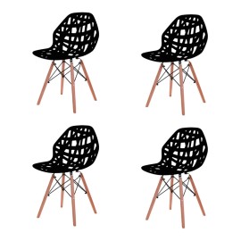 Set De 4 Sillas Akron Negras