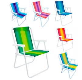 Silla Alta Plegable En Acero  Colores A Rayas Mezcla...