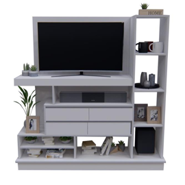 Modular Tv 60 Con 4 Cajones Blanco (MuralB)