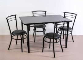Combo Mesa De 1.20X0.75 Mts Y 4 Sillas Viena Negro