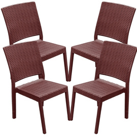 Juego De 4 Silla De Plastico Chocolate Reforzadas Si...