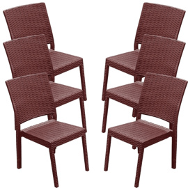 Juego De 6 Silla De Plastico Chocolate Reforzadas Si...