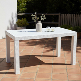 Mesa Plastica Rectangular Blanca Simil Rattan 140X80...