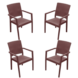 Juego De 4 Sillon De Plastico Chocolate Reforzadas C...