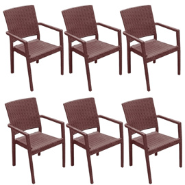 Juego De 6 Sillon De Plastico Chocolate Reforzadas C...