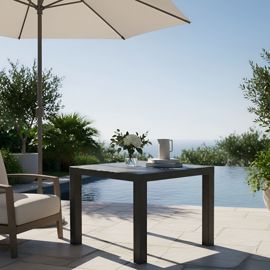 Mesa Plastica Cuadrada Simil Rattan 80X80x76cm Negra