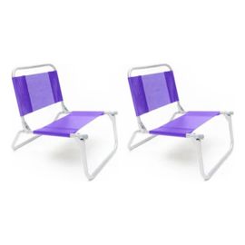 Reposera Violeta Silla Playera Plegable Caño 3/4 Pl...