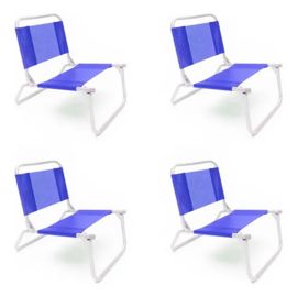 Reposera Azul Francia Silla Playera Plegable Caño 3...