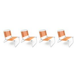 Reposera Naranja Silla Playera Plegable Aluminio Pl...