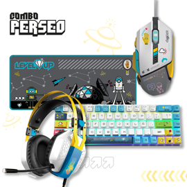 Combo Gamer Perseo Teclado, Mouse, Auriculares, Pad