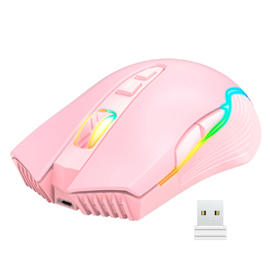 Mouse Rosa Inalámbrico Gamer Cw905 Con Luz Rgb