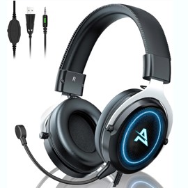 Headset Gamer Aimzone Negro Micrófono Desmontable Az...